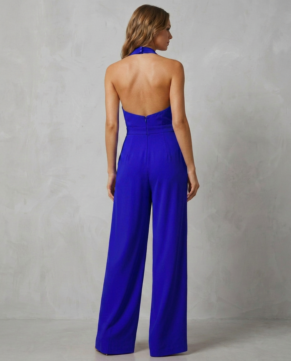 Liv | Backless Halter Wide-Leg Jumpsuit