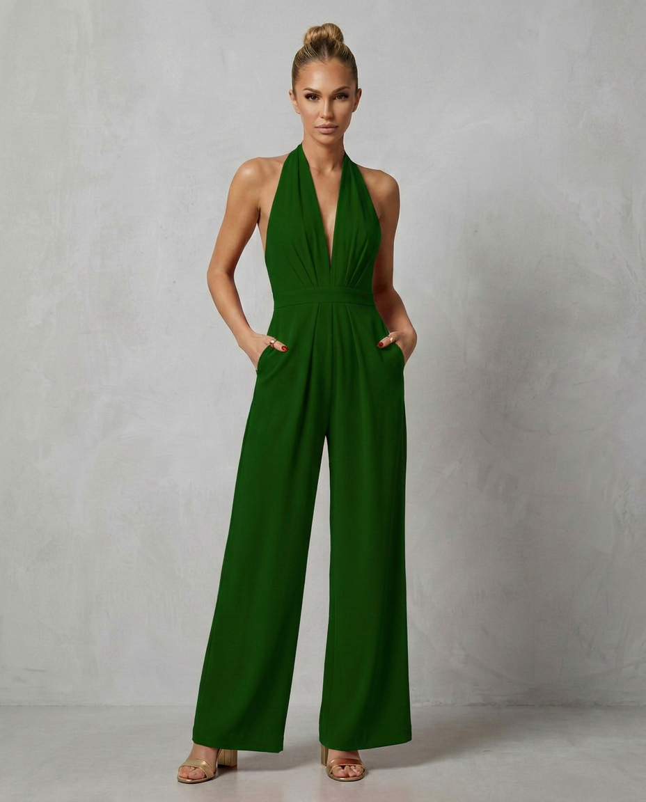 Liv | Backless Halter Wide-Leg Jumpsuit