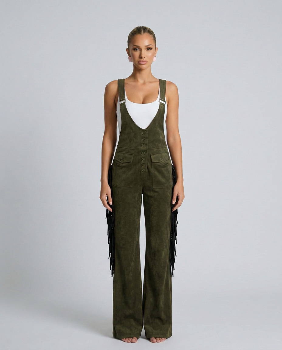 Valnera | Western Fringe Flared Overalls
