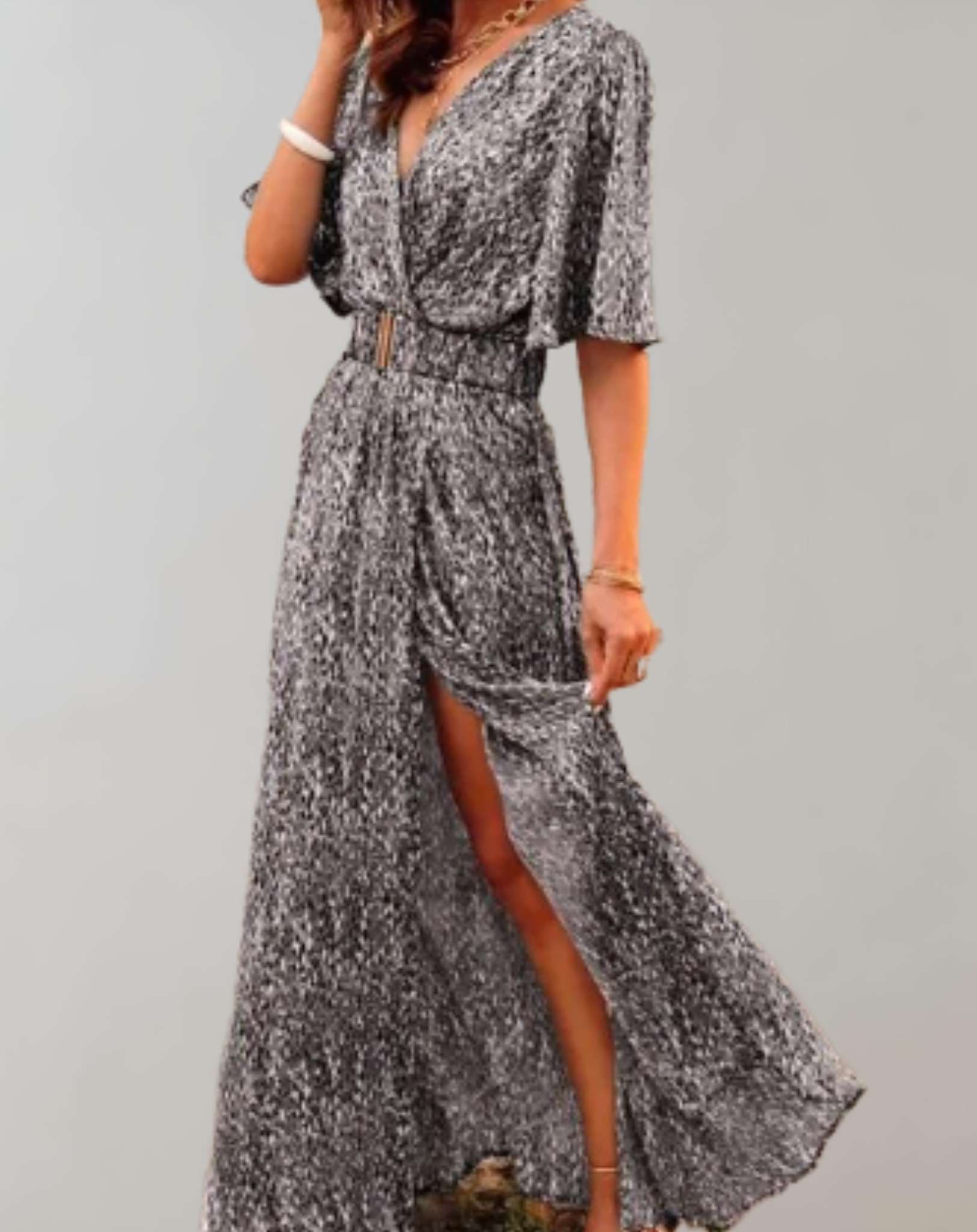 Rocio | Printed Wrap Short Sleeve Maxi Dress