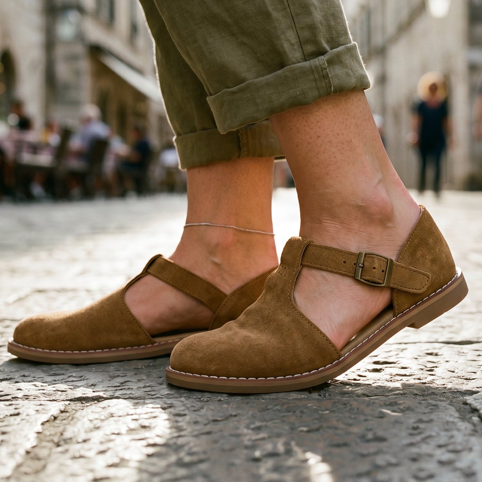 Vera | Retro Flat Faux Leather Sandals
