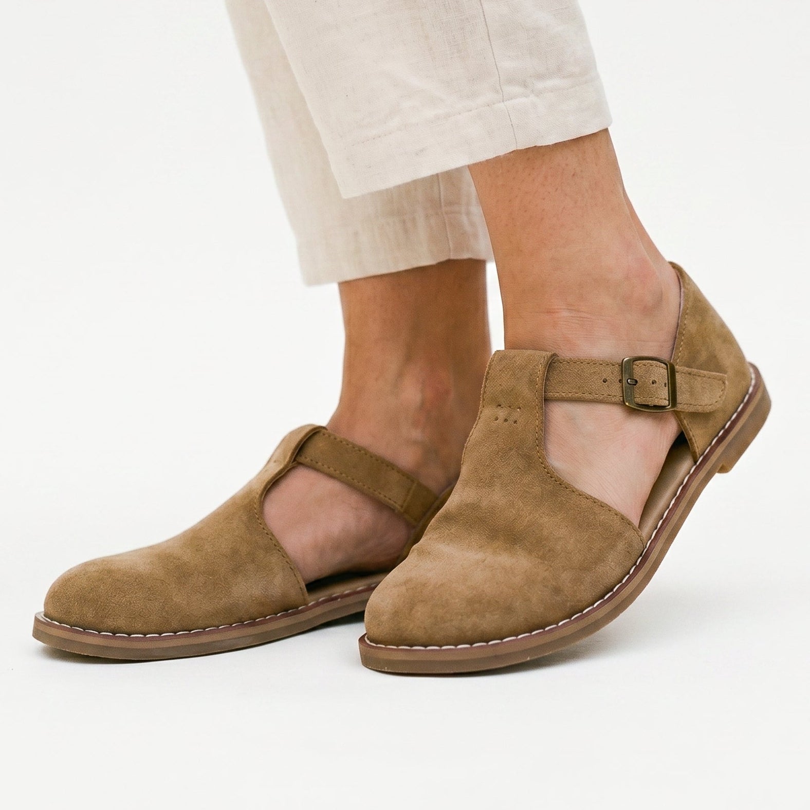 Vera | Retro Flat Faux Leather Sandals