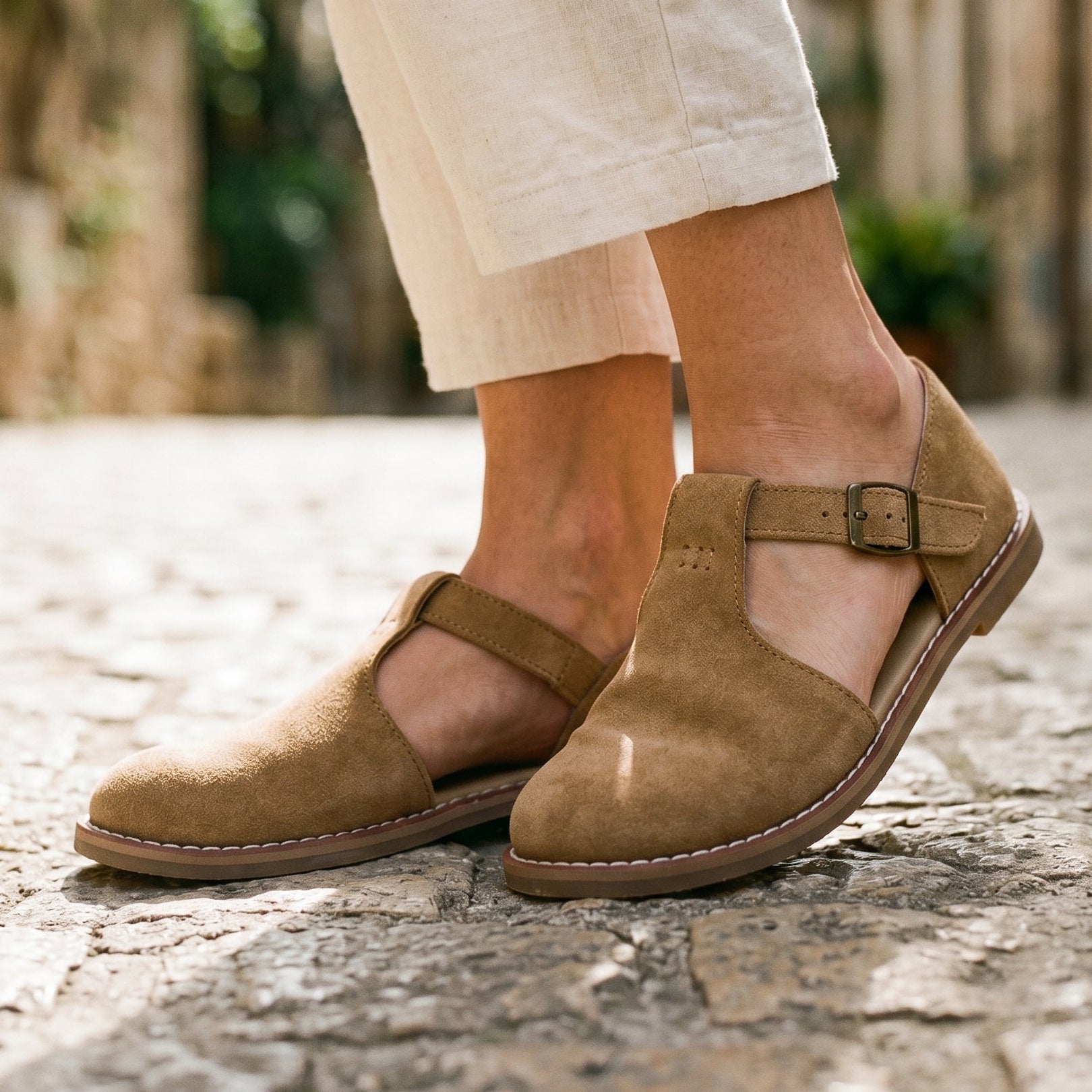 Vera | Retro Flat Faux Leather Sandals