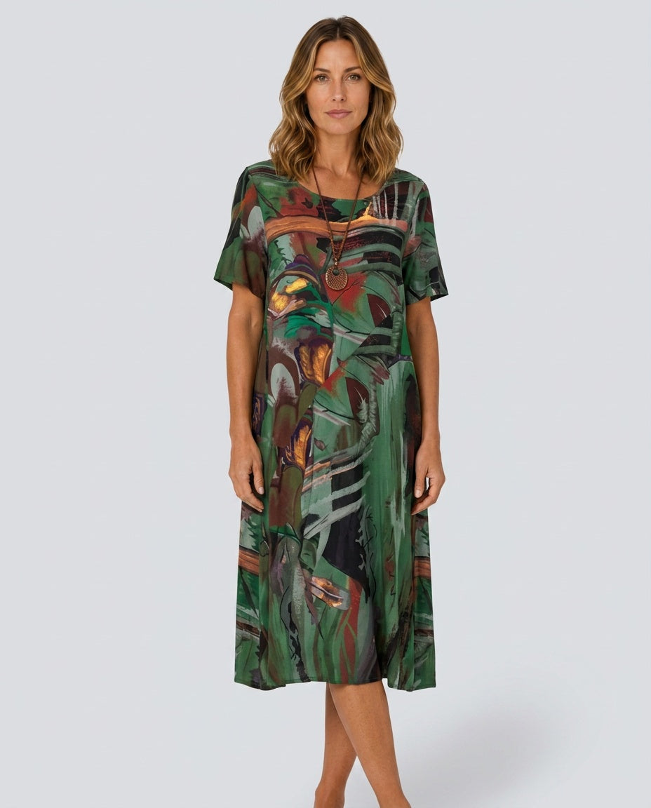 Elin | Relaxed Floral Print Midi Dress