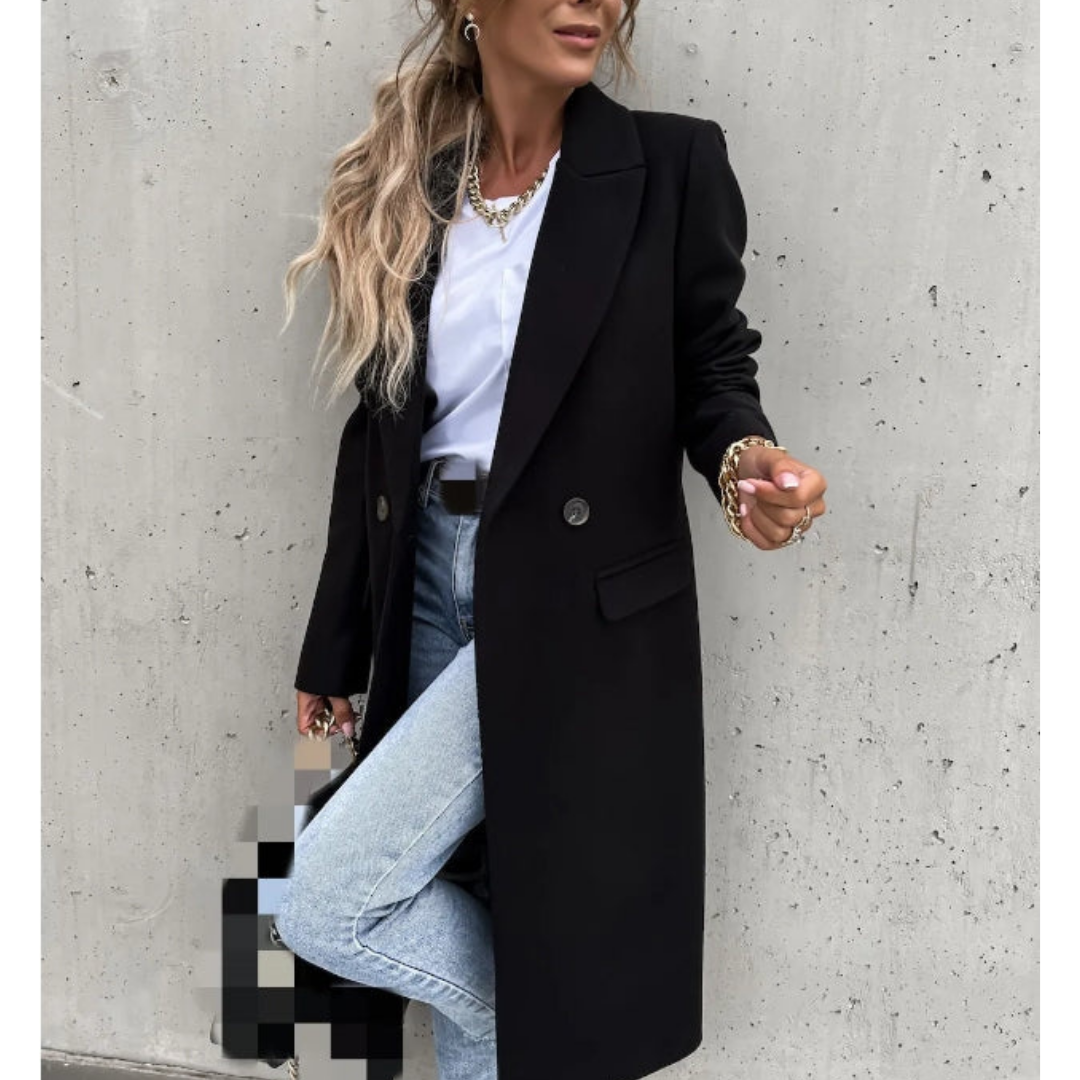 Piper | Double-Breasted Wool-Blend Long Coat