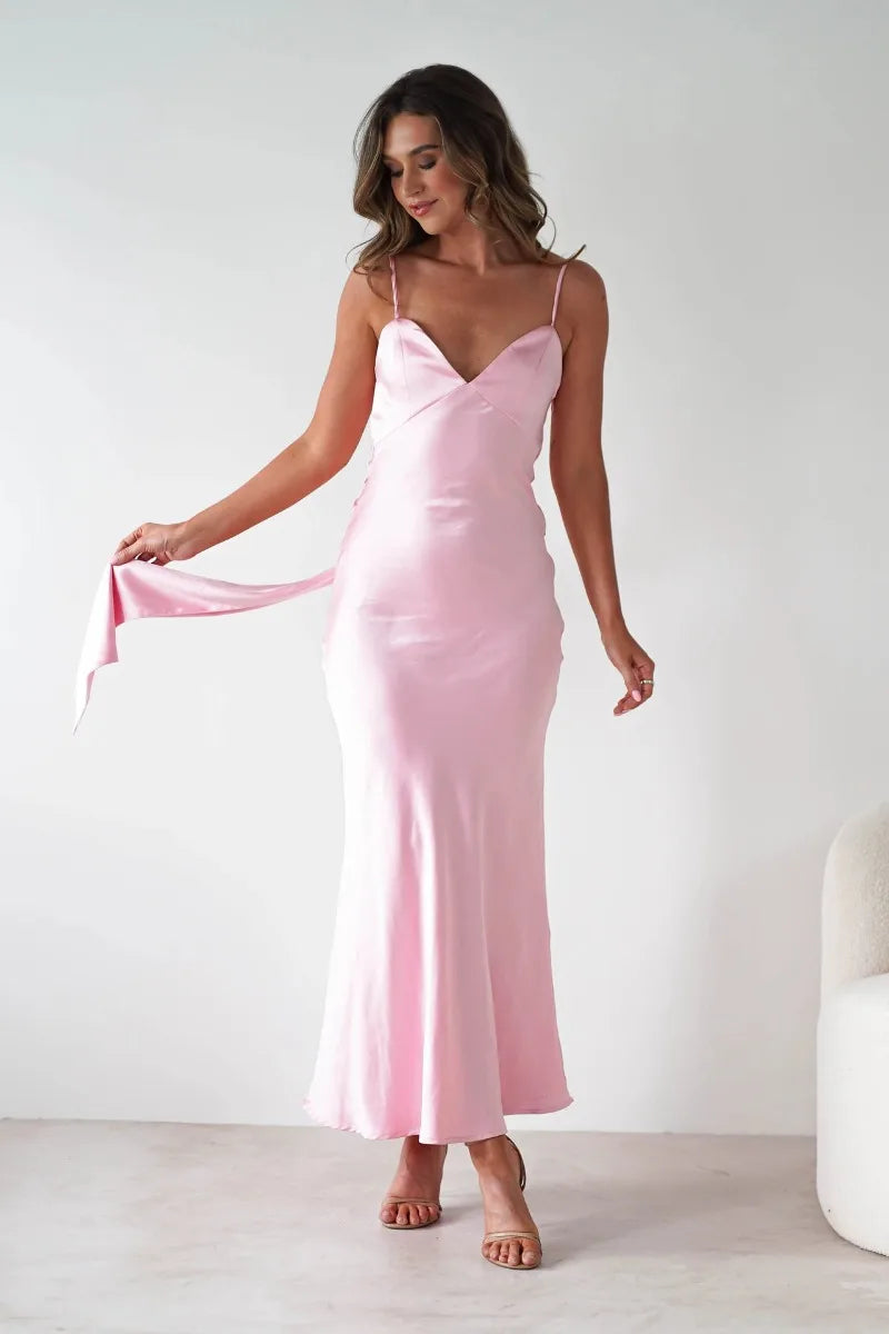 Anais | Strappy Satin Slip Maxi Dress
