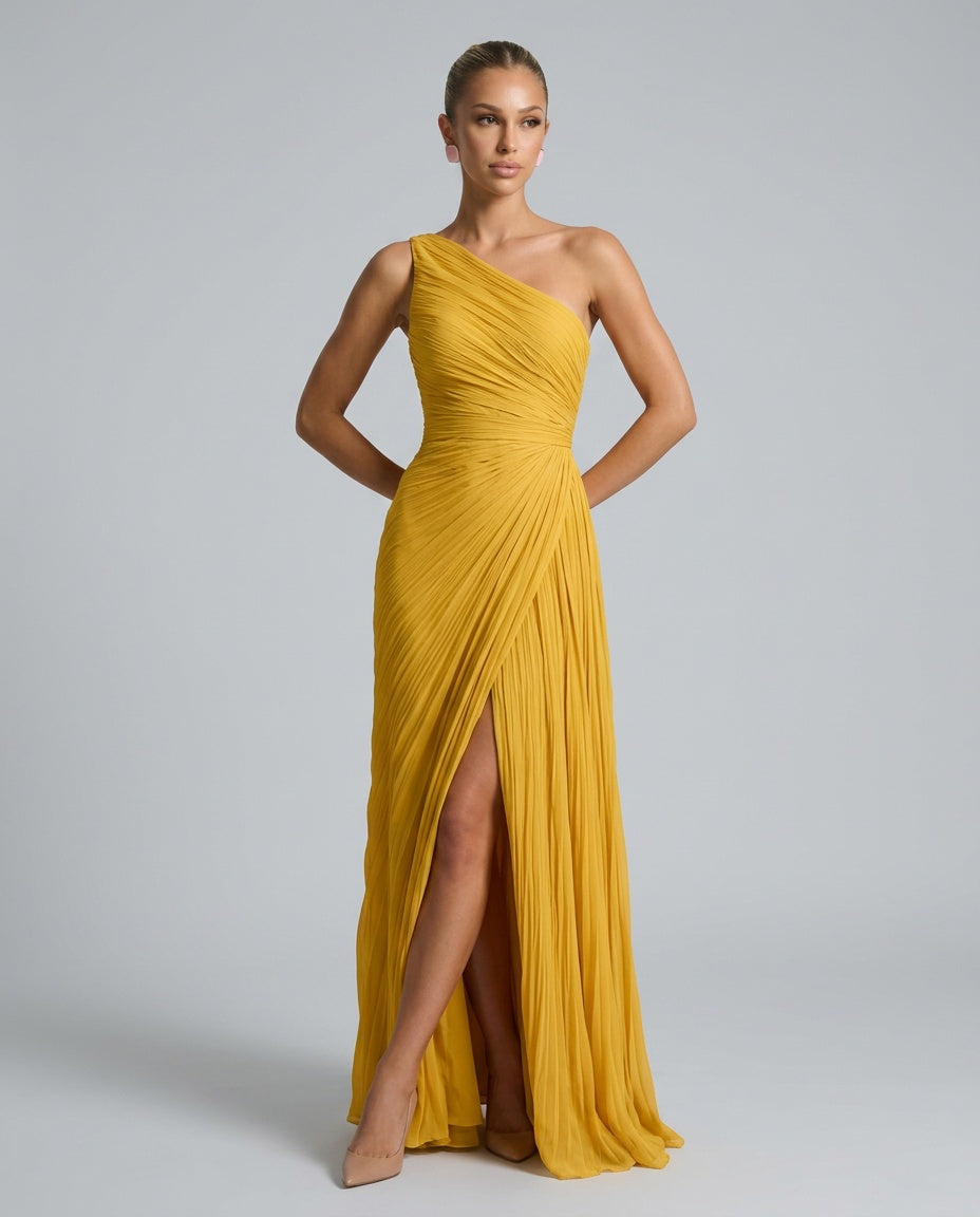 Aubrey | One-Shoulder Pleated Maxi Dress