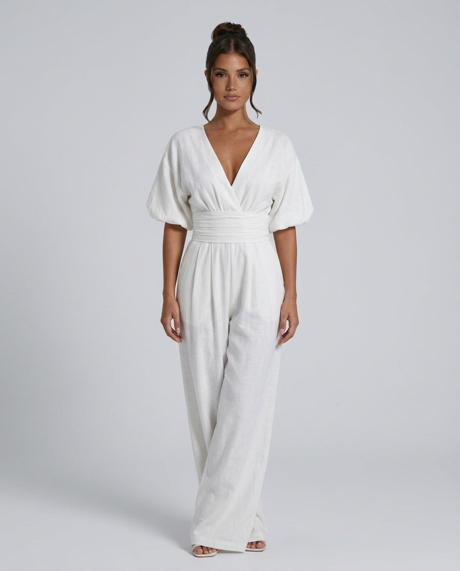 Una | Wide-Leg Linen-Blend Sleeveless Jumpsuit