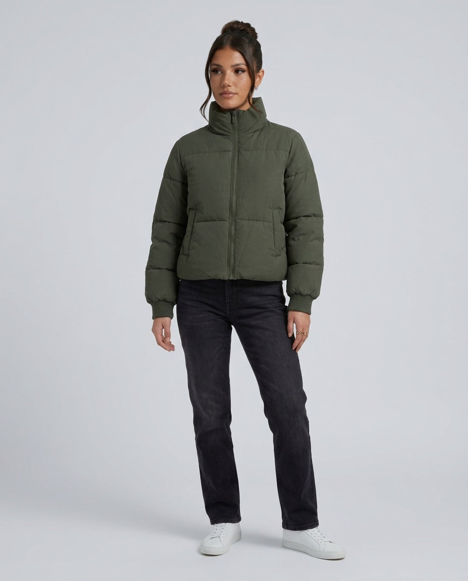 Alba | Cropped High-Collar Quilted Puffer Jacket