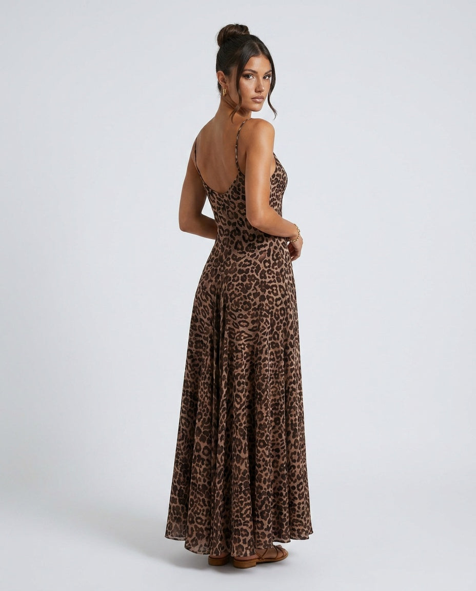 Camila | Leopard Print Strappy Maxi Dress