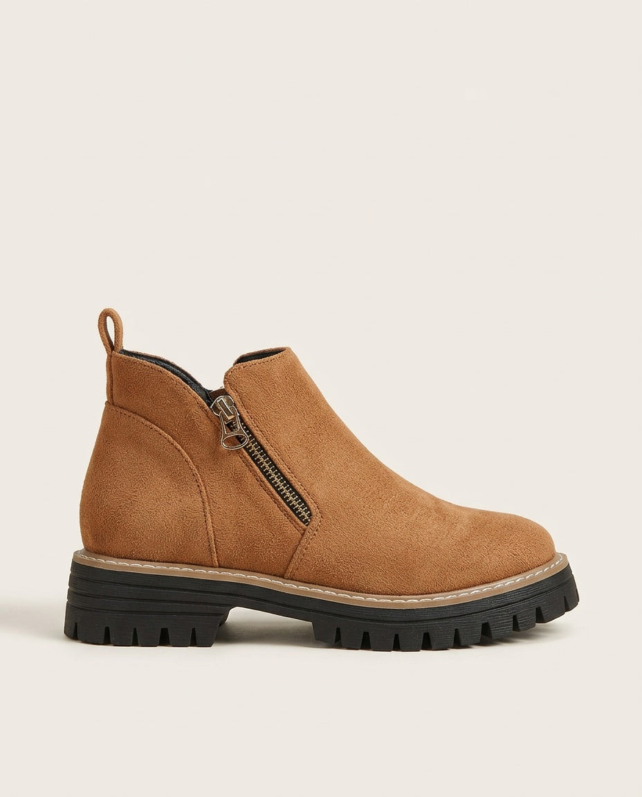 Rosa | Chunky Sole Zip Ankle Boots