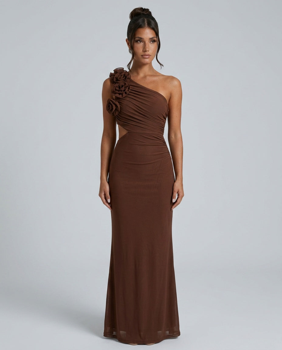 Lara | One Shoulder Ruffle Maxi Dress