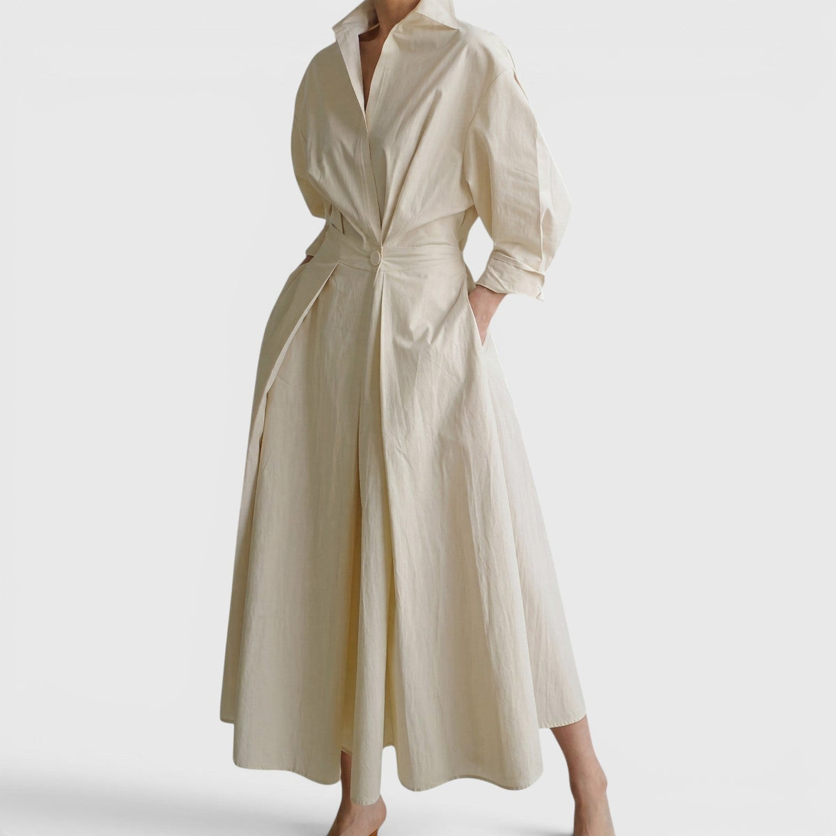 Della | Collared Wrap Front A-Line Maxi Dress