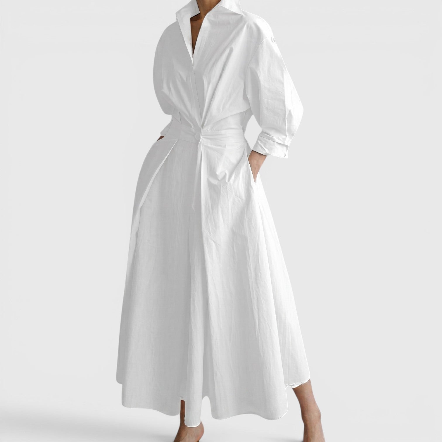 Della | Collared Wrap Front A-Line Maxi Dress