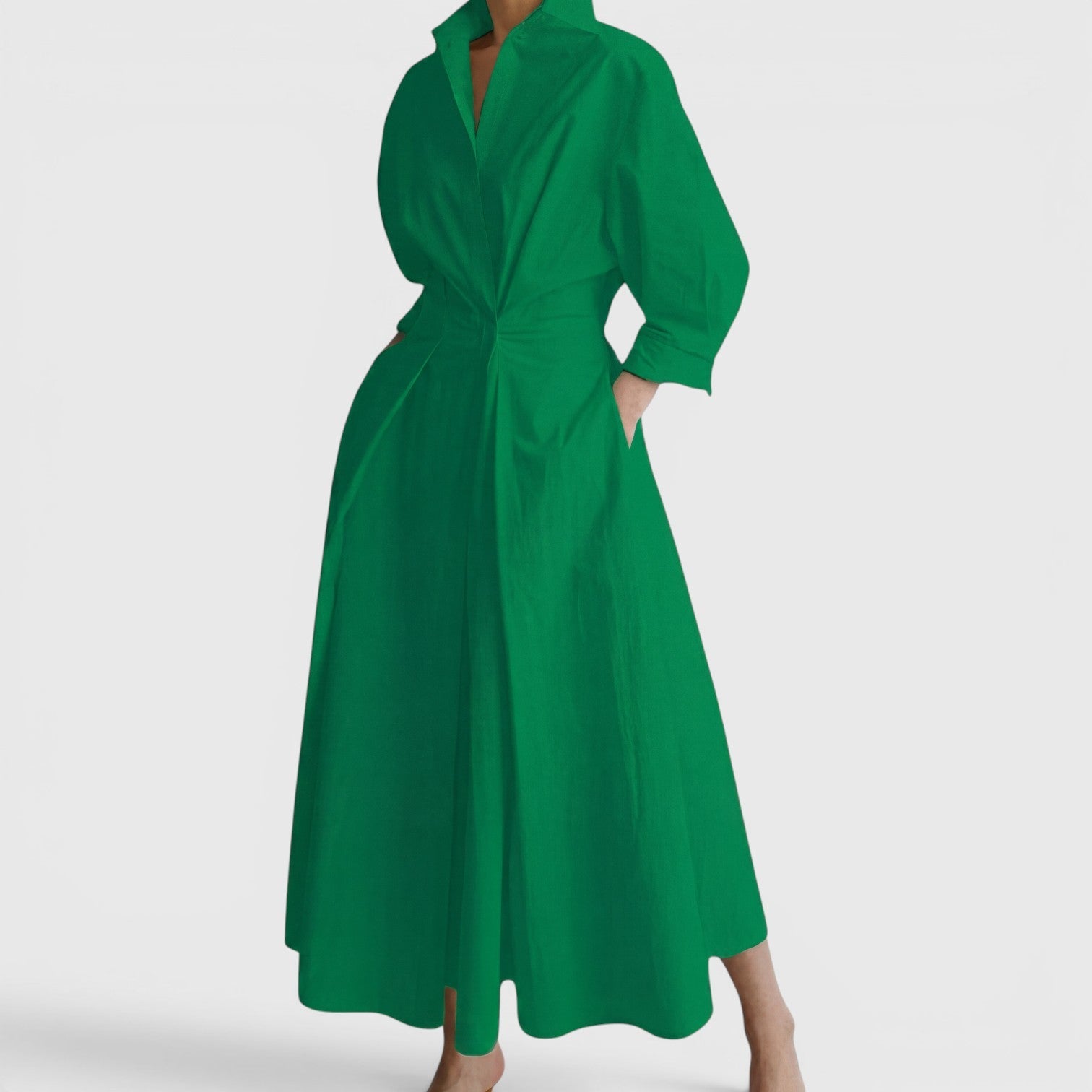 Della | Collared Wrap Front A-Line Maxi Dress