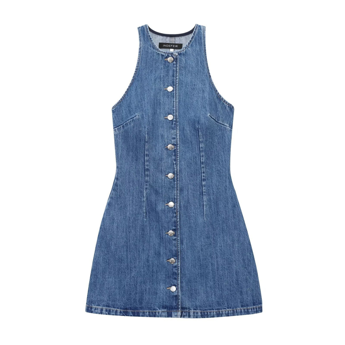 Margot | Sleeveless Button-Front Denim Mini Dress