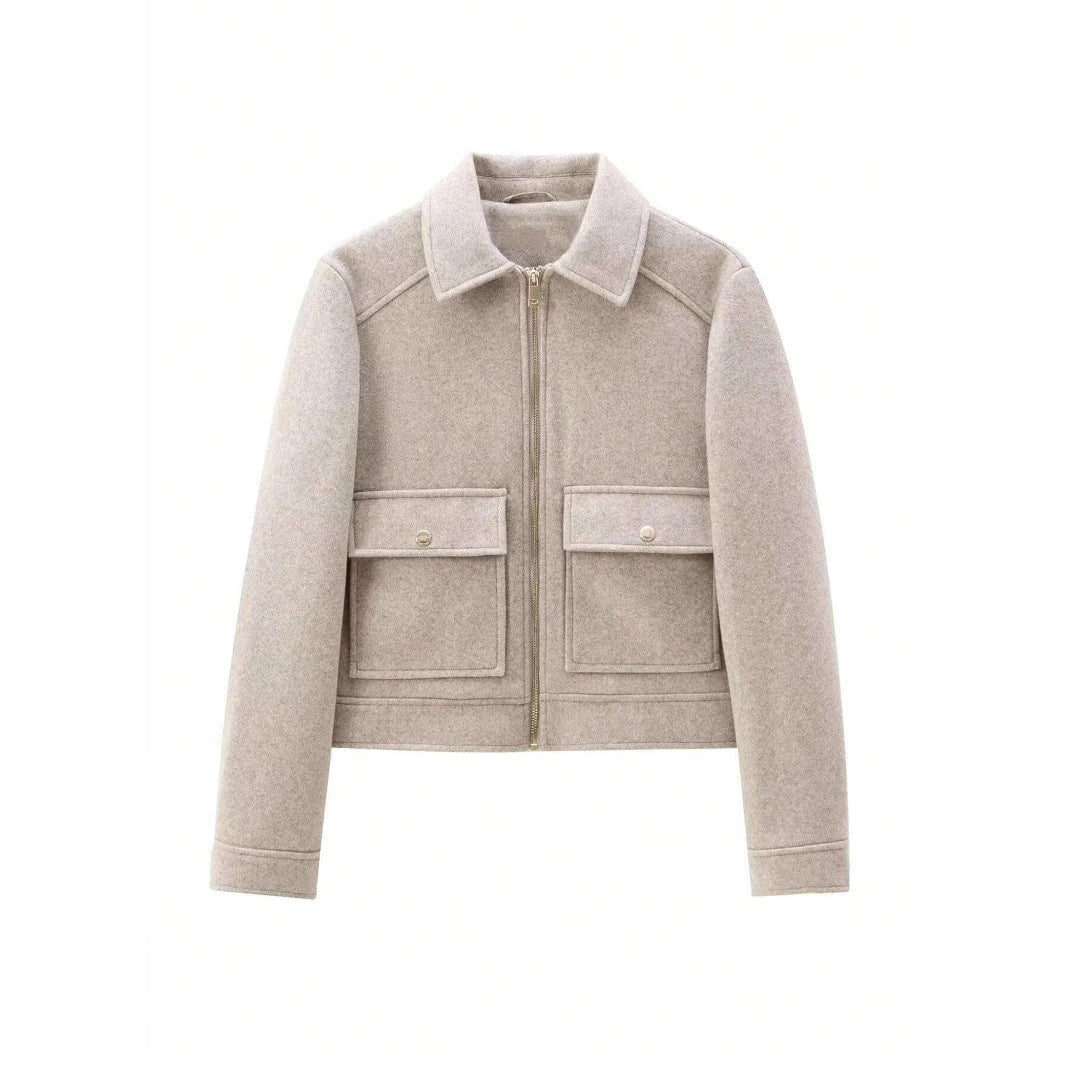Amara | Long Sleeve Wool Blend Utility Jacket