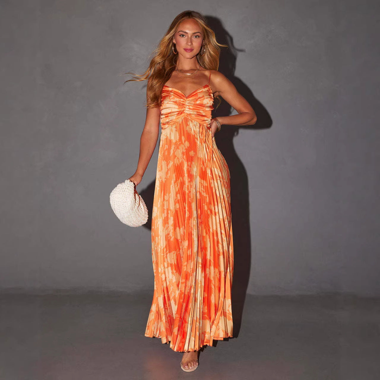 Paloma | Sweetheart Pleated Tie-Dye Maxi Dress