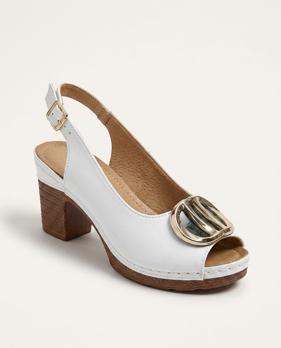 Stella | Glossy Strap Cushioned Heels