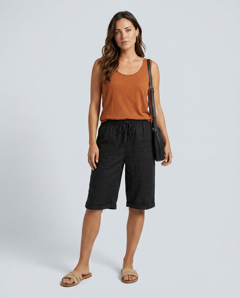 Lila | Knee-Length Drawstring Bermuda Shorts
