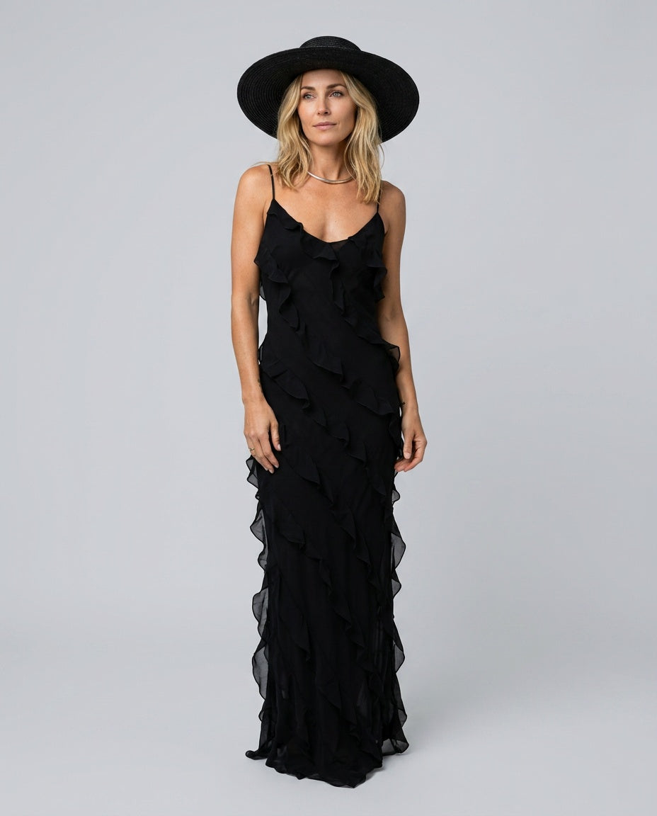 Freya | Strappy Ruffle Maxi Dress