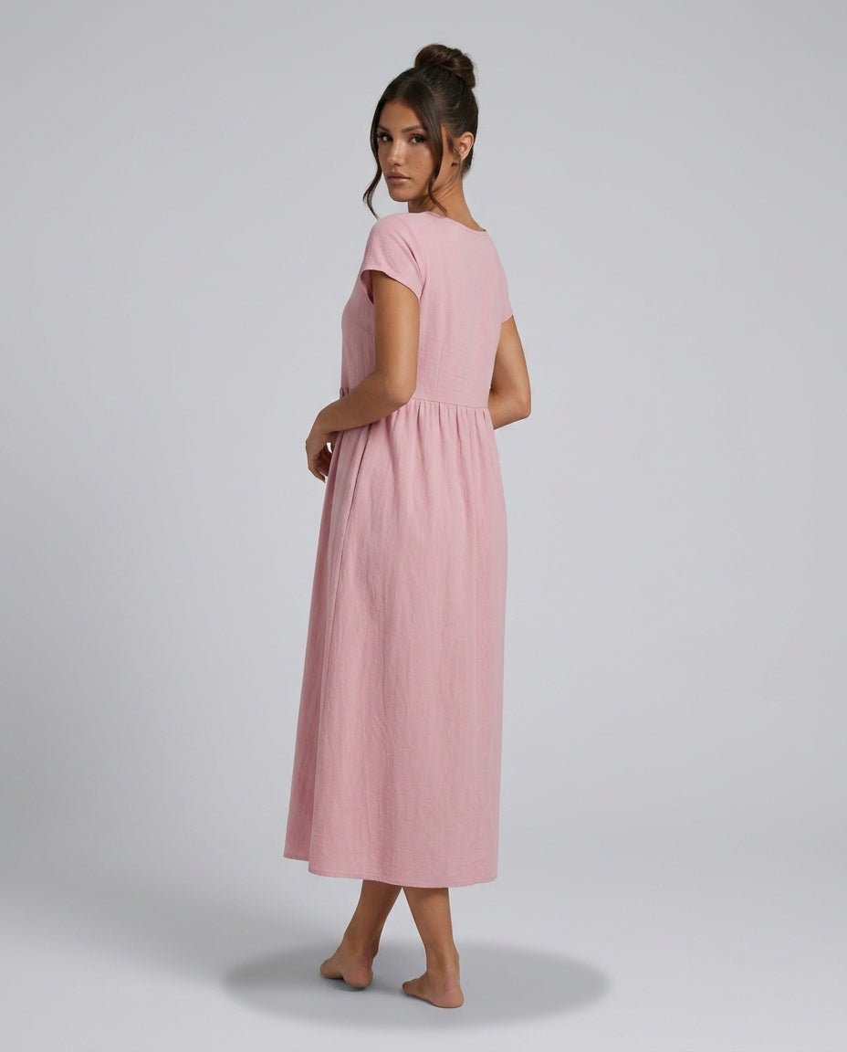 Skylar | Loose Fit Flowy Linen-Blend Maxi Dress