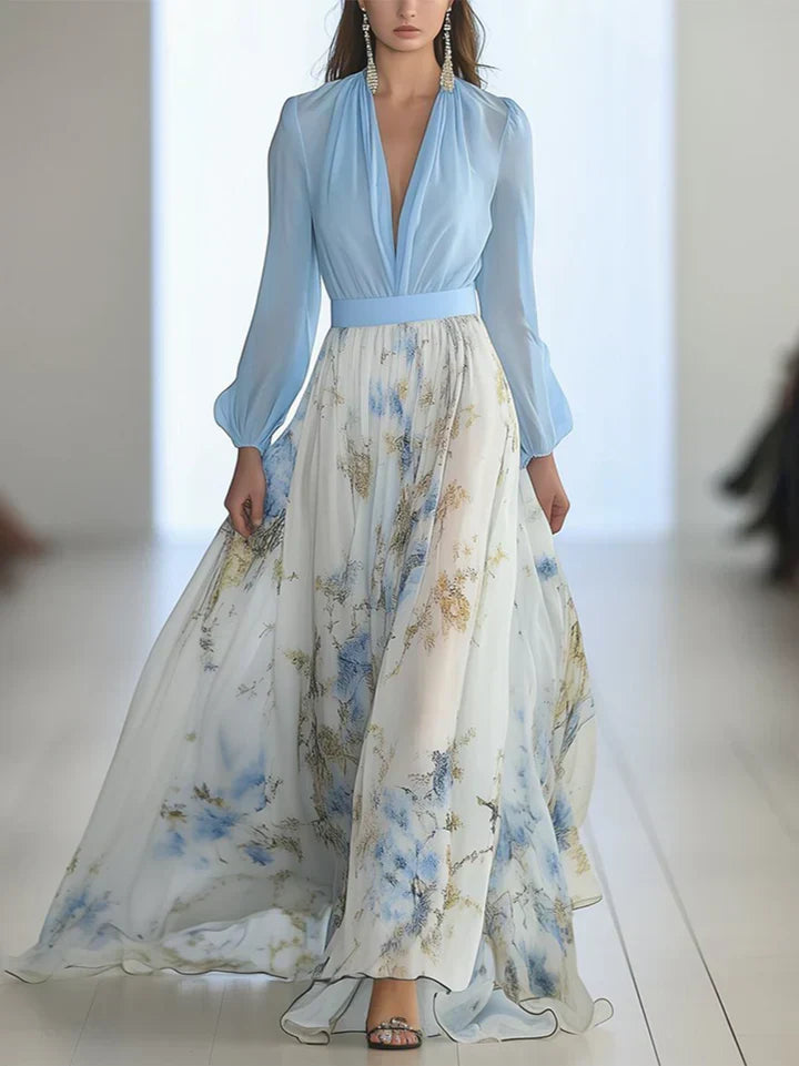 Mia | Sheer Bodice Floral Maxi Dress