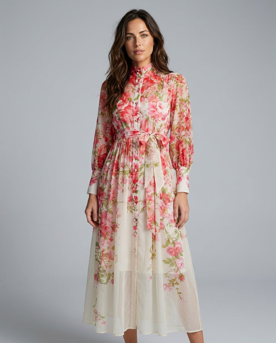 Cressida | Floral Sheer Long Sleeve Maxi Dress