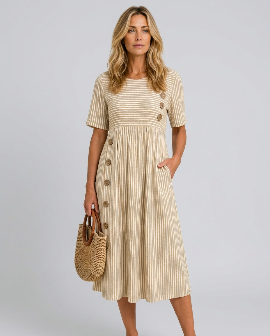 Pia | Classic Striped Midi Dress