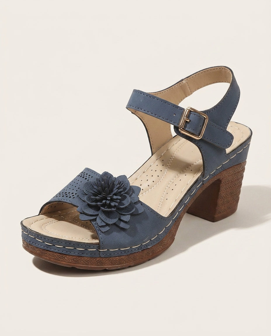 Imogen | Floral Embellished Block Heel Sandals