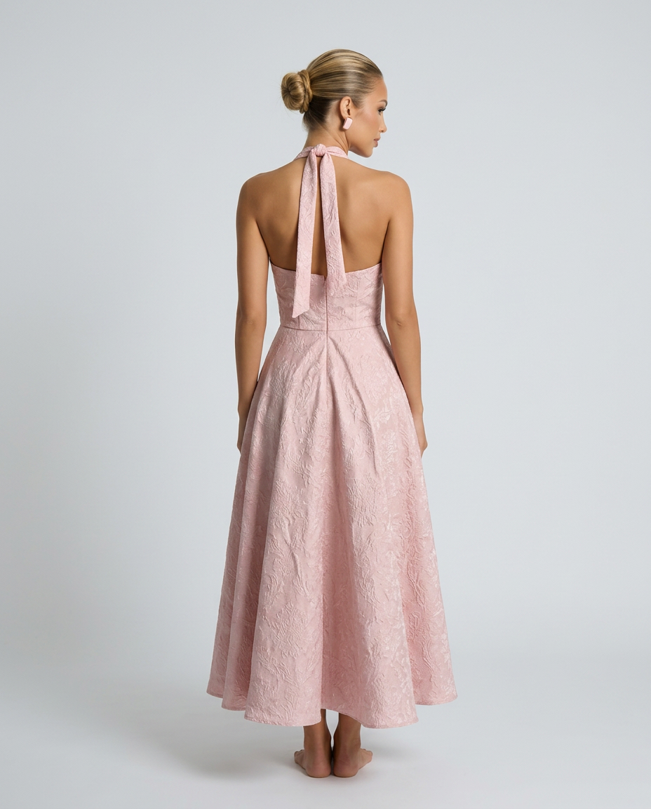 Kate | Midi Dress with Halter Neck and Corset Bodice