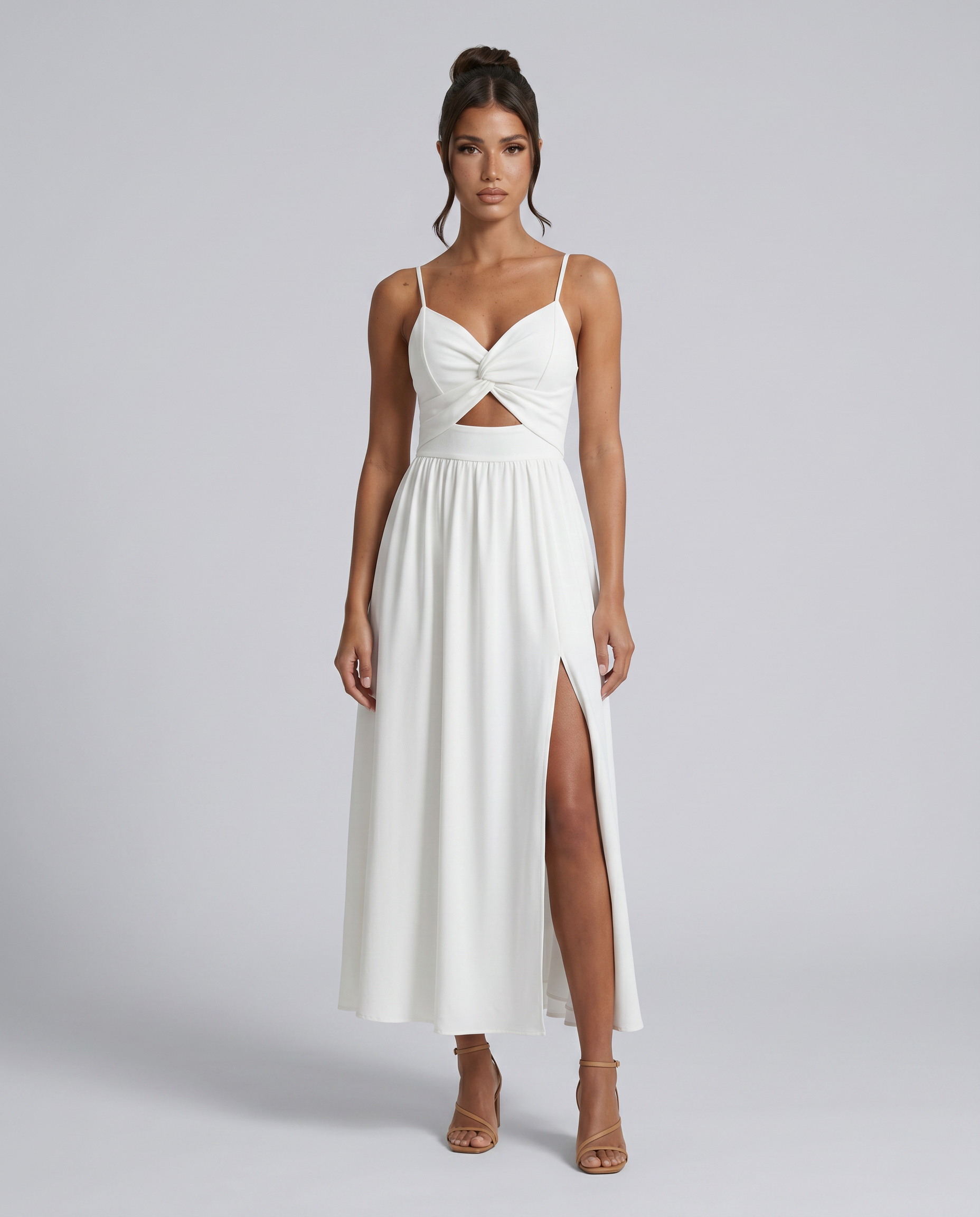 Shauna | Midi Dress with Twist Front and Side Slit
