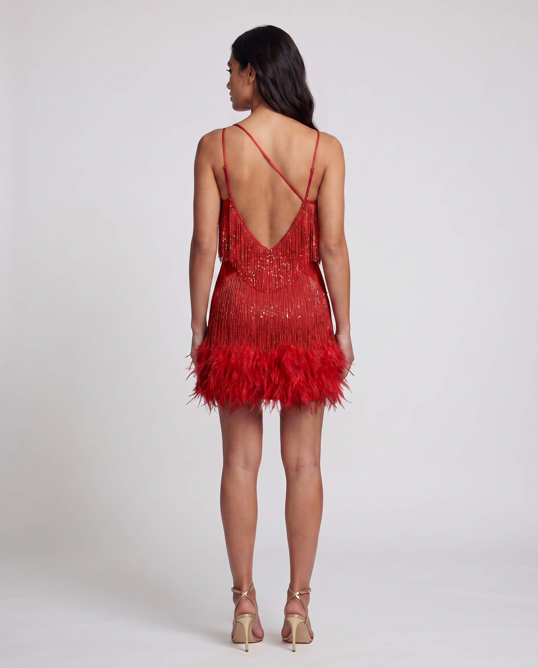 Juana | Mini Dress with Fringe and Feather Trim