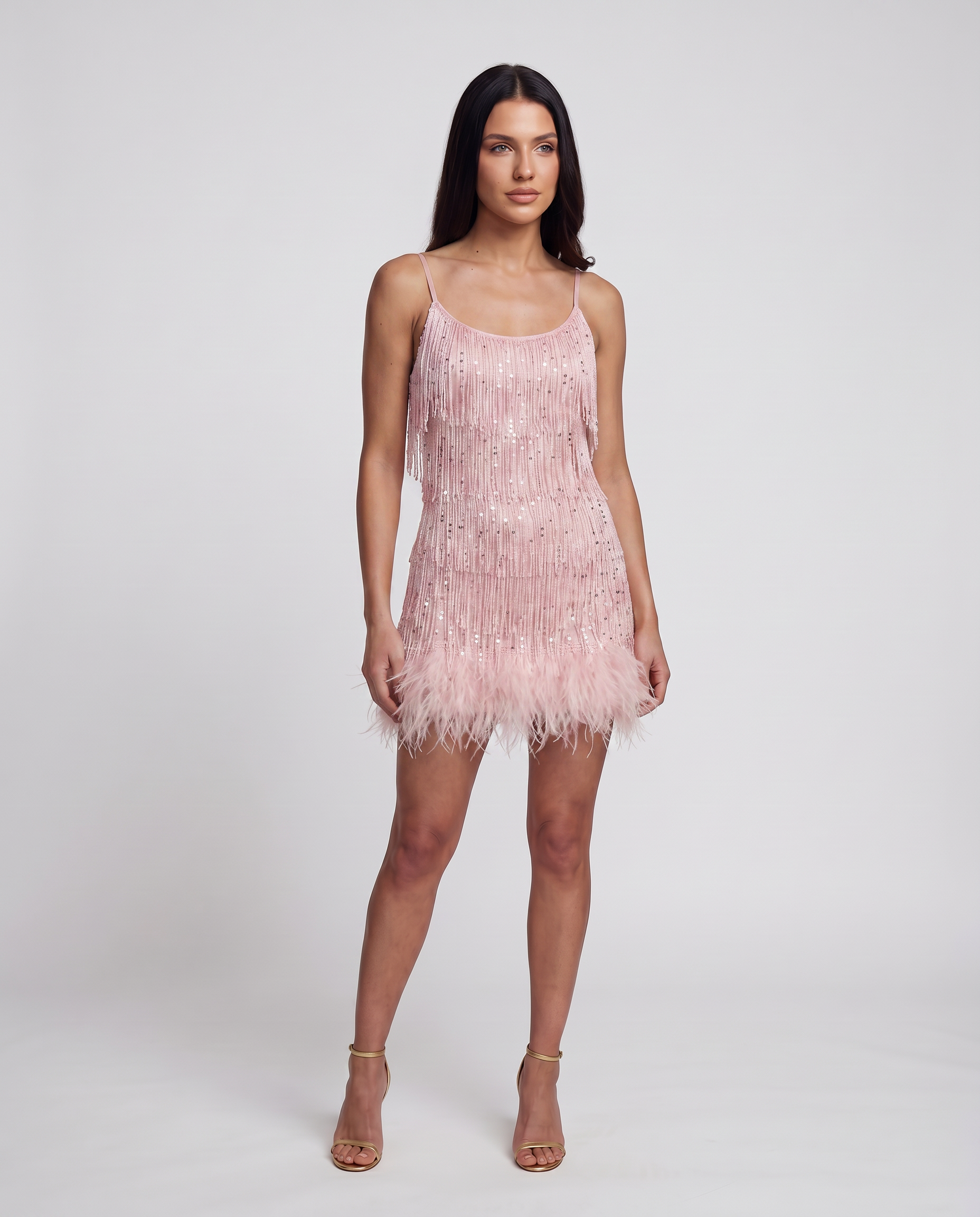 Juana | Mini Dress with Fringe and Feather Trim