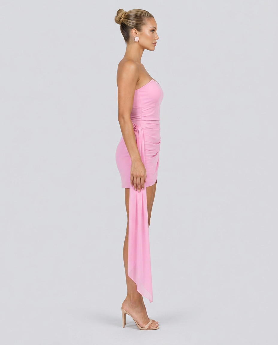 Colette | Strapless Mini Dress with Ruched Sash Detail