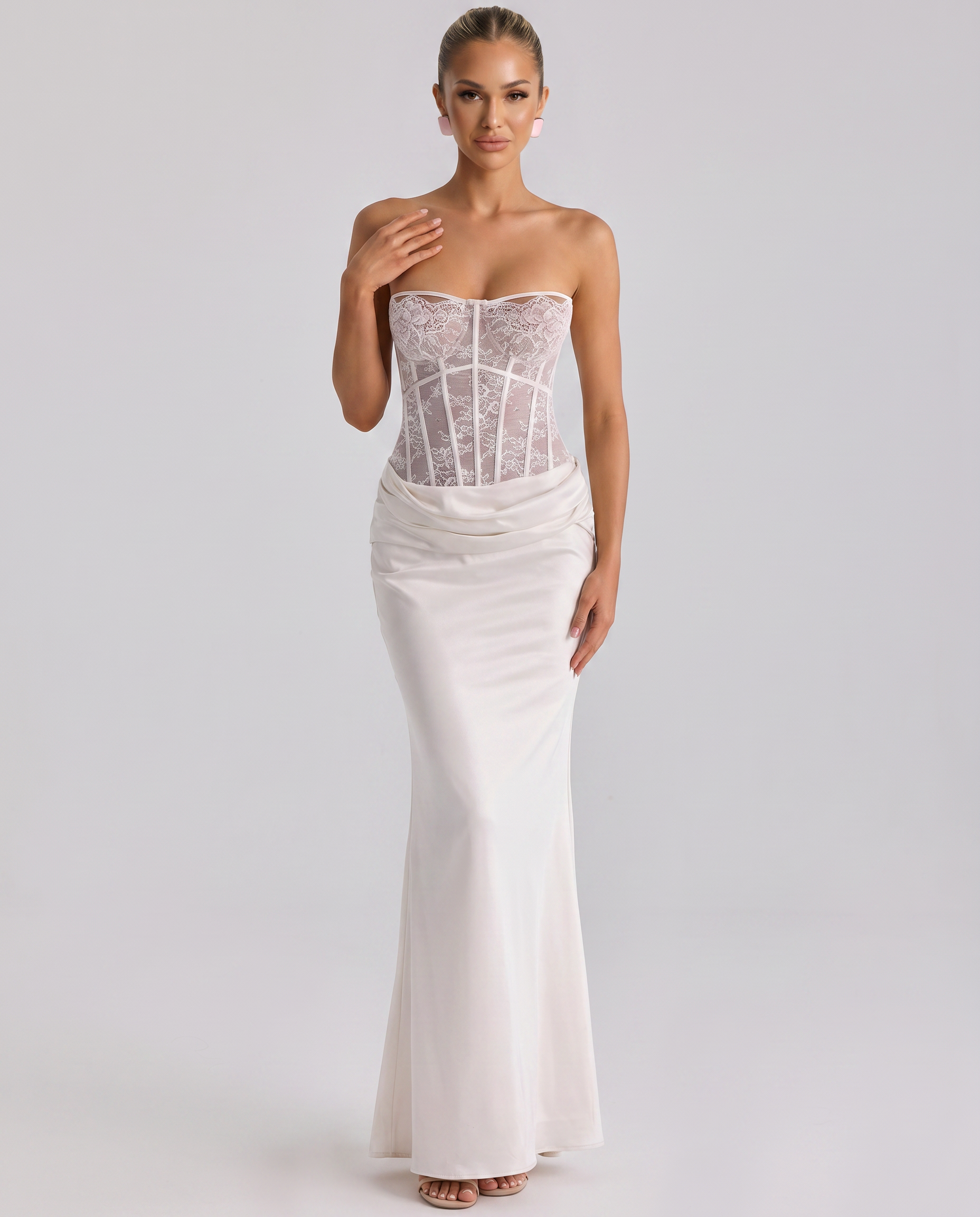 Josefina | Maxi Corset Dress with Lace Bodice and Satin Skirt