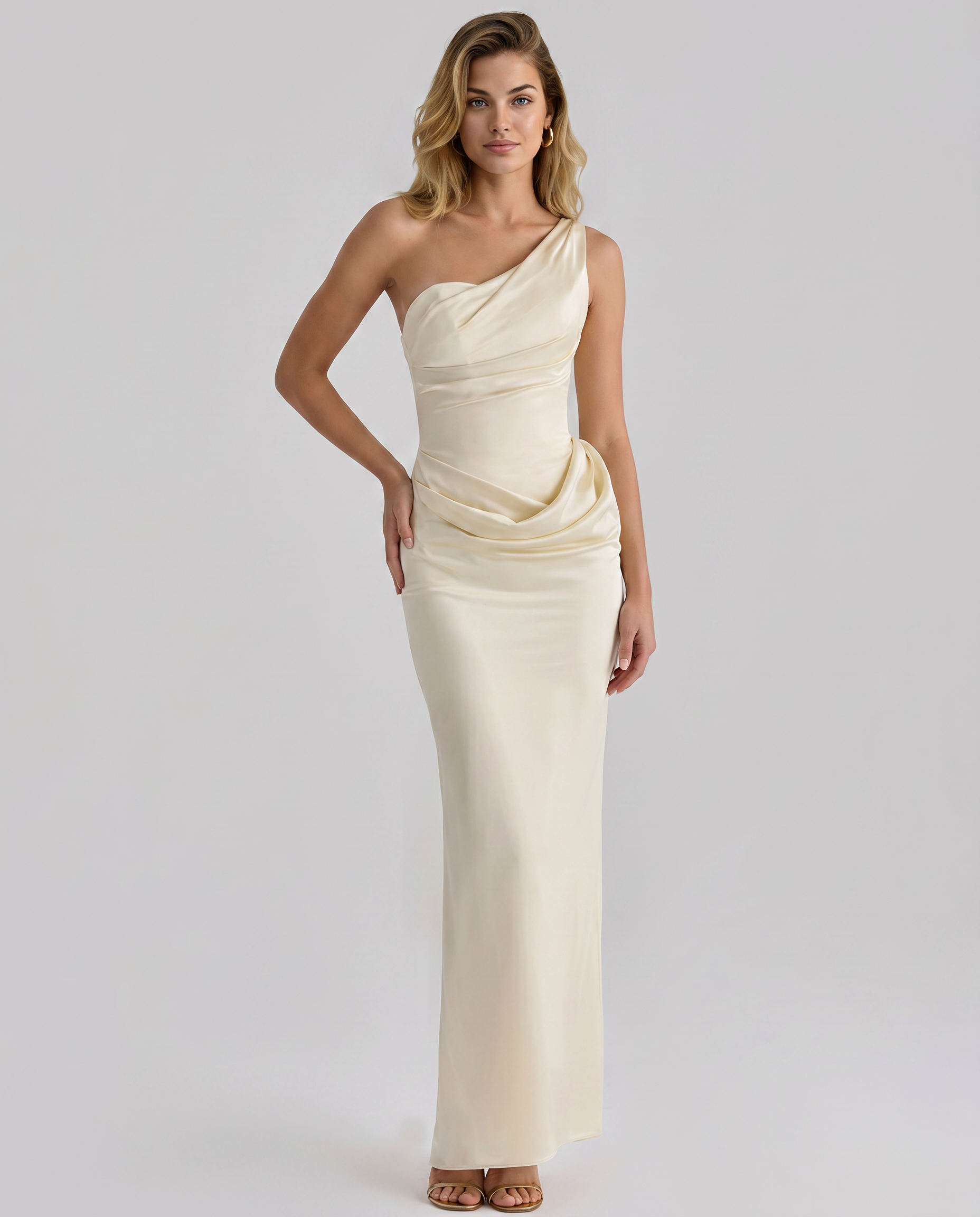Luisa | Maxi Dress with One-Shoulder Draped Design