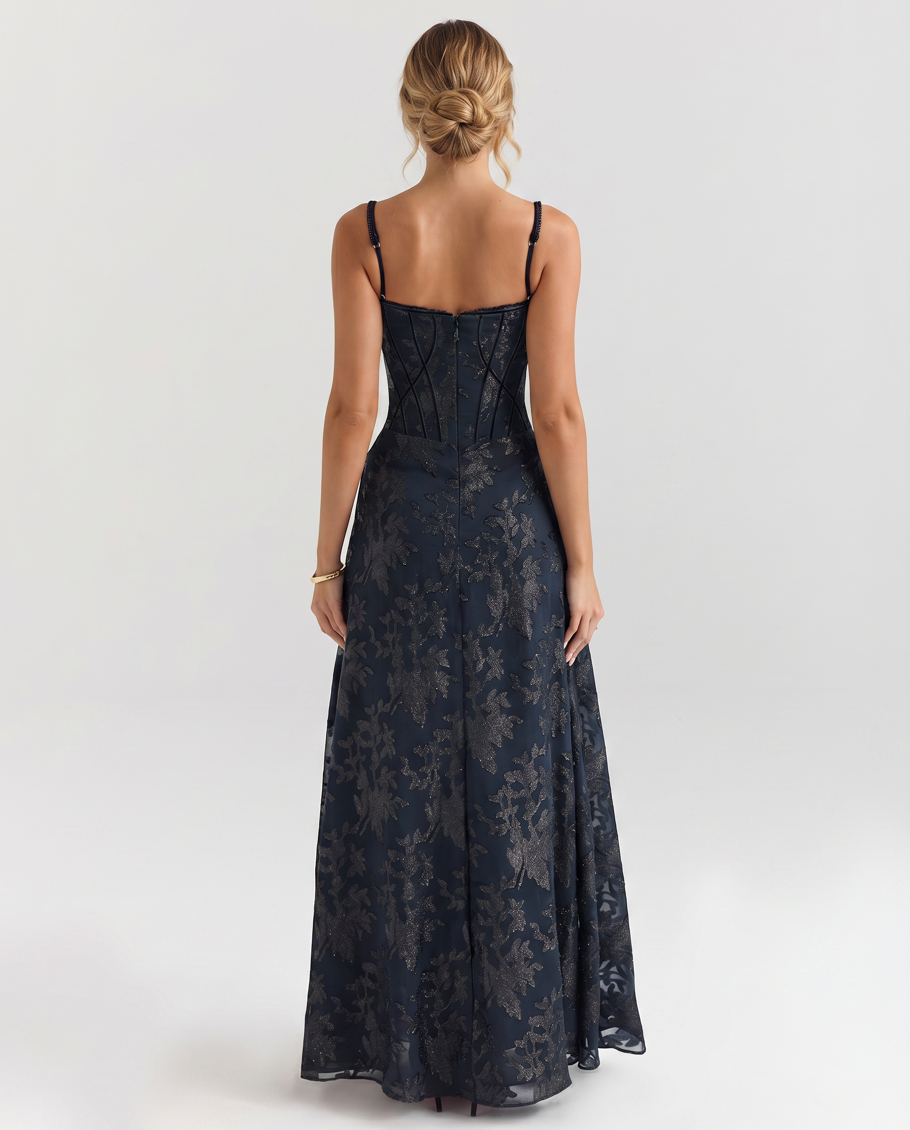 Becky | Maxi Dress with Corset Bodice and Lurex Finish
