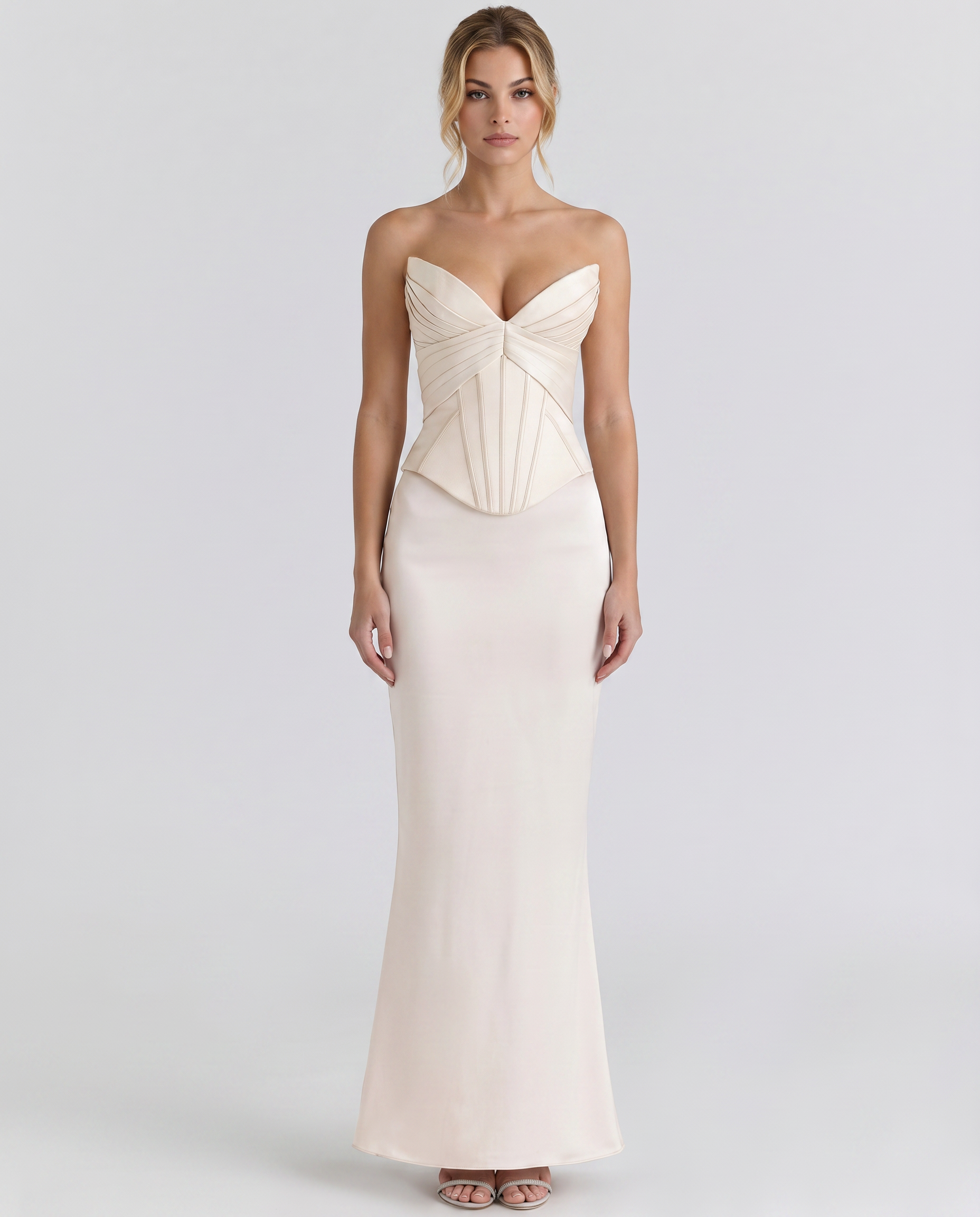 Mariah | Maxi Dress with Satin Corset and Lace-Up Back