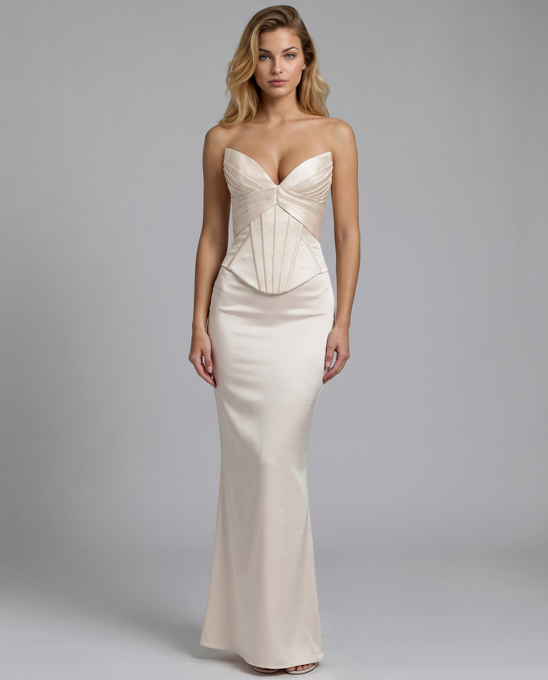 Mariah | Maxi Dress with Satin Corset and Lace-Up Back