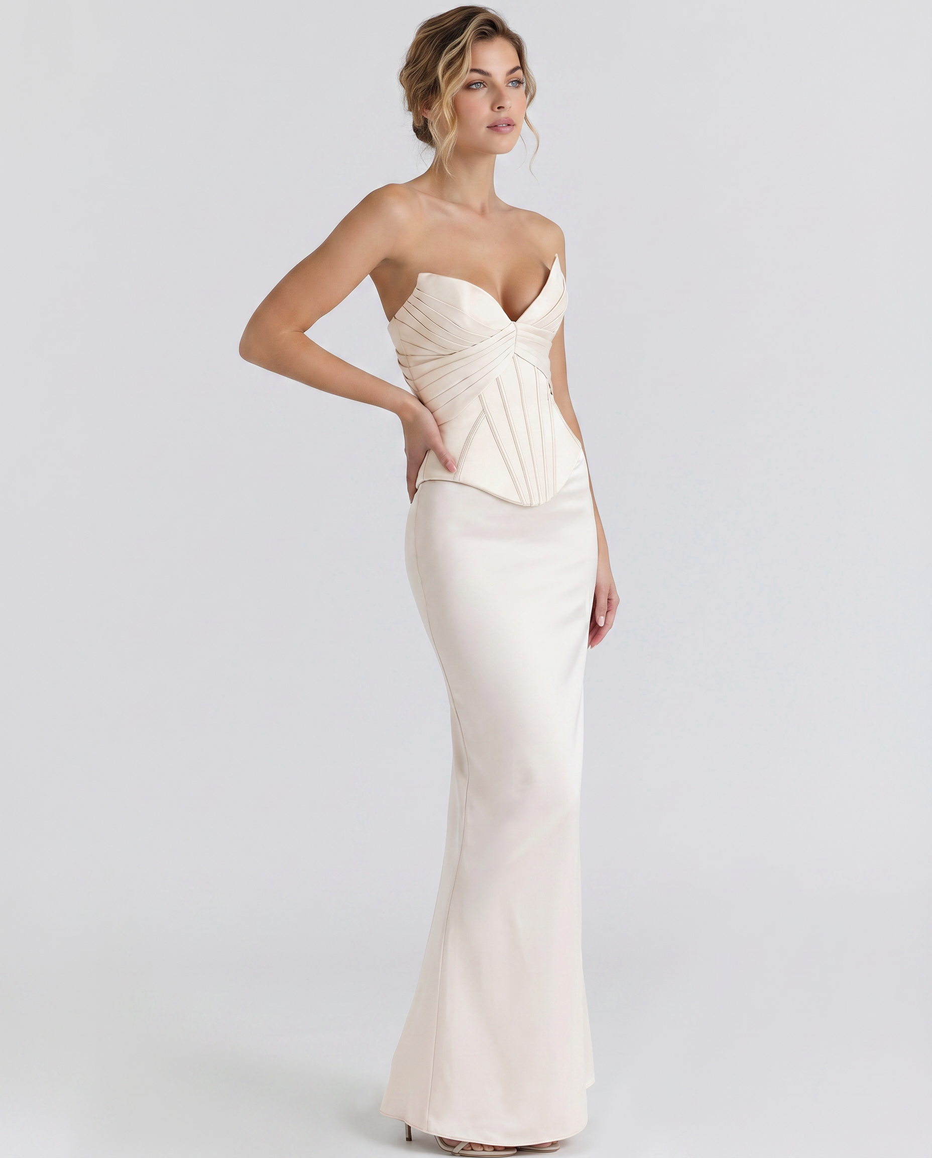 Mariah | Maxi Dress with Satin Corset and Lace-Up Back