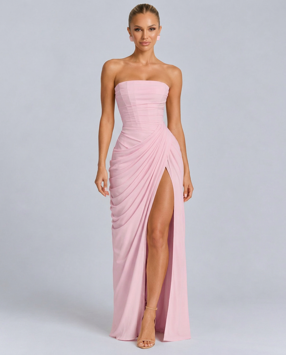 Deanne | Strapless Maxi Dress with Corset Bodice