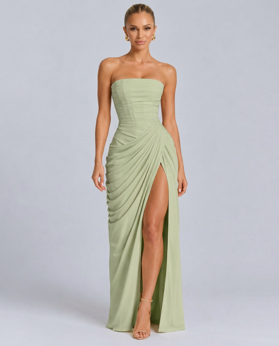 Deanne | Strapless Maxi Dress with Corset Bodice