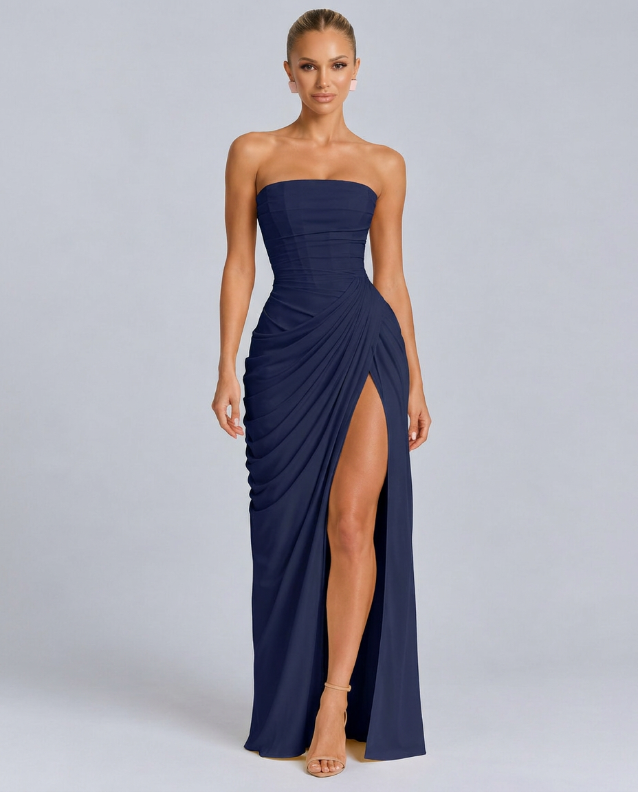 Deanne | Strapless Maxi Dress with Corset Bodice