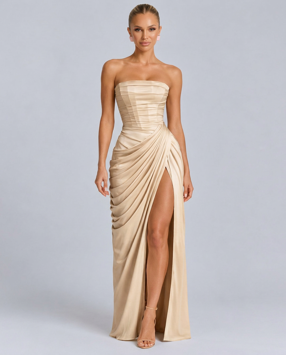 Deanne | Strapless Maxi Dress with Corset Bodice
