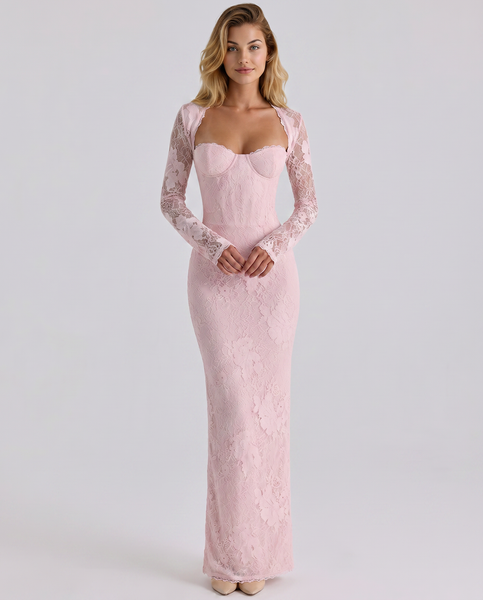 awaken my love blush pink long sleeve lace maxi dress Awaken My Love Blush Pink Long Sleeve Lace Maxi Dress