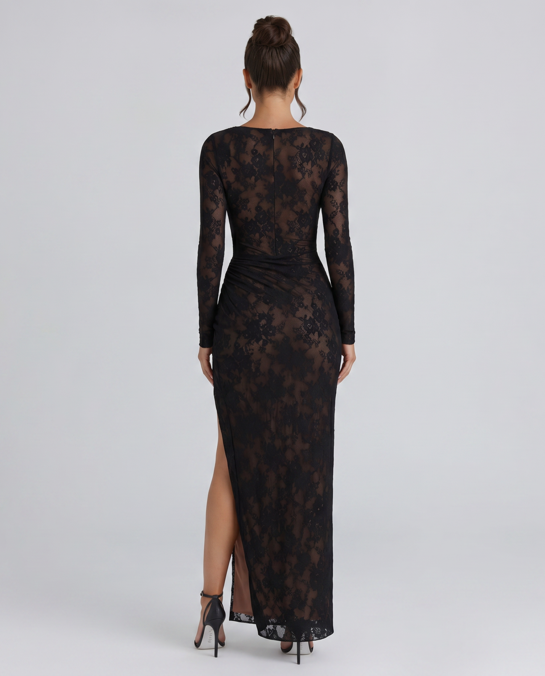 Juliana | Asymmetric Lace Maxi Dress With High Slit