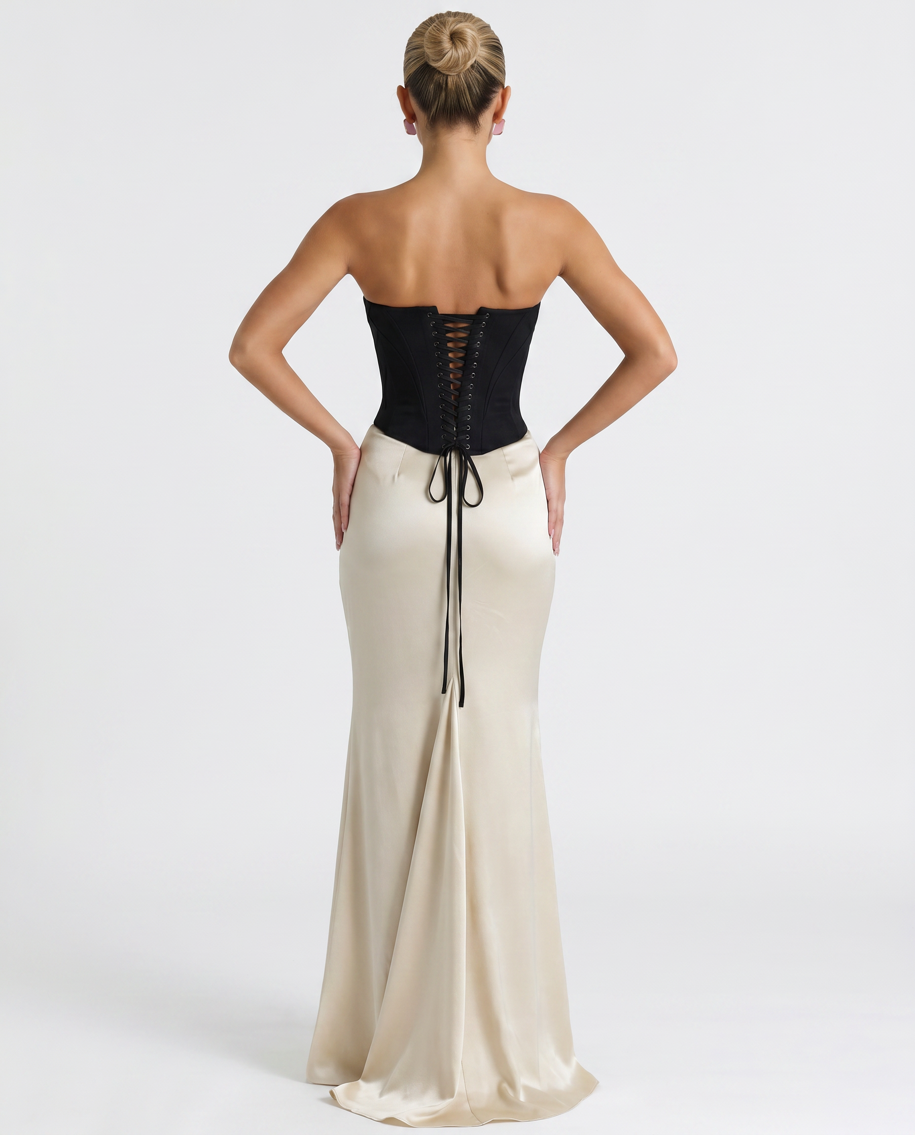 Liza | Maxi Dress with Corset Bodice and Draped Skirt