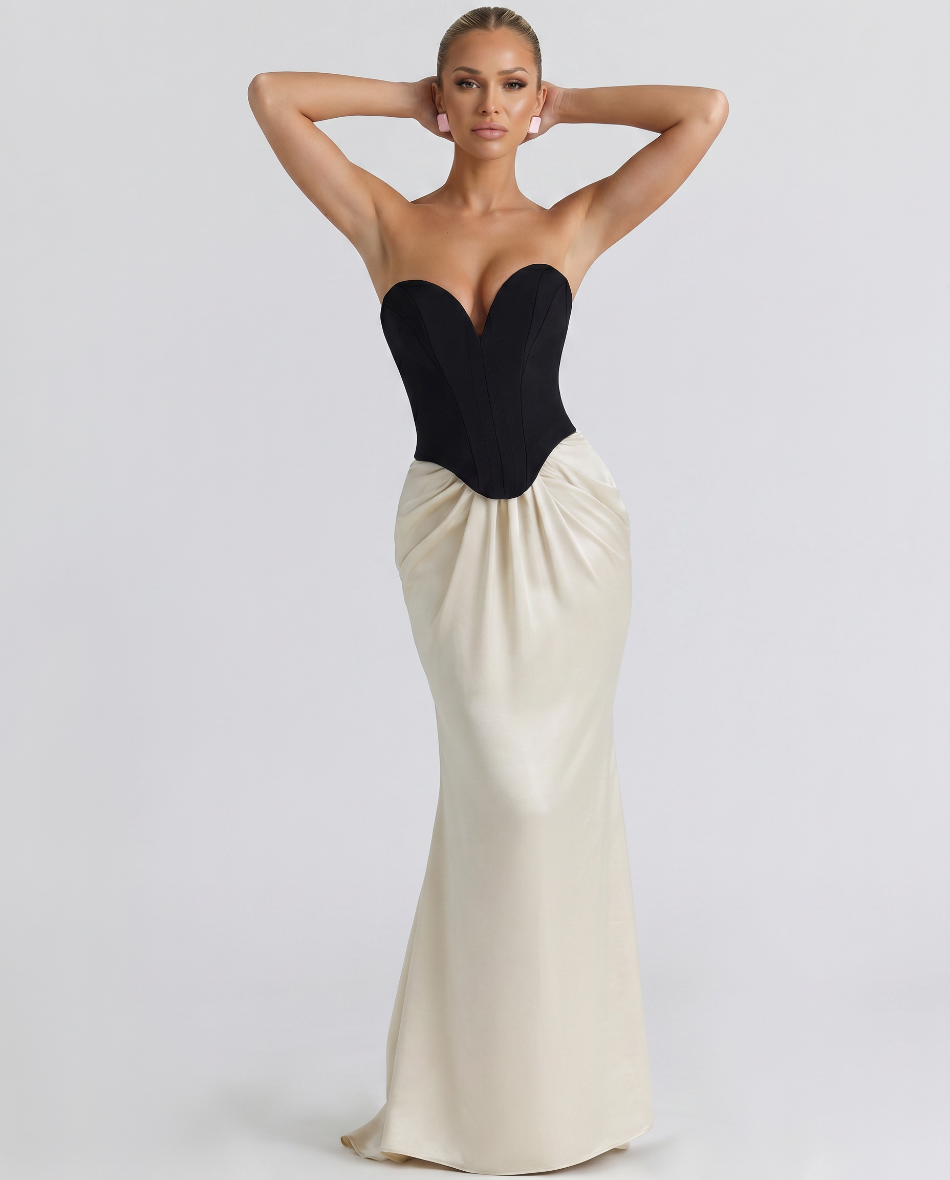 Liza | Maxi Dress with Corset Bodice and Draped Skirt