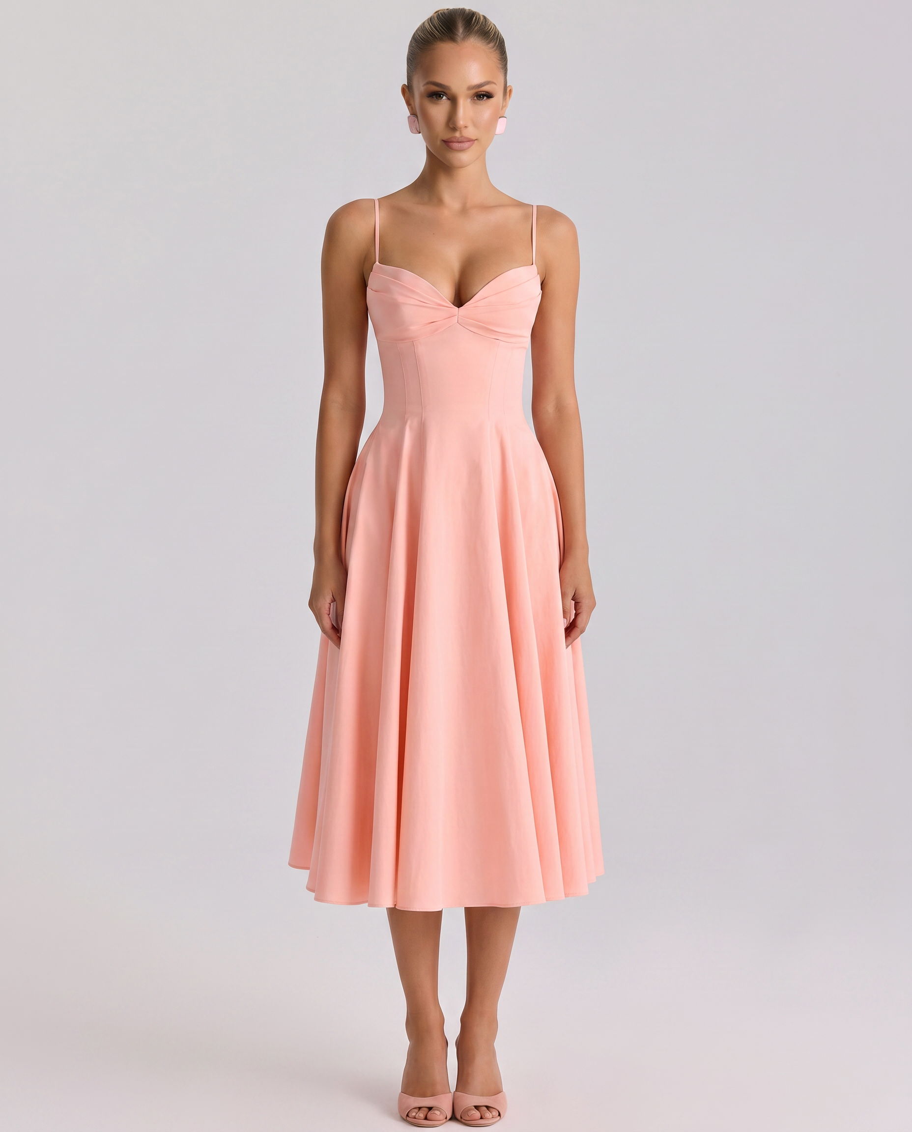 maisie high low midi dress Women's Cotton Midi Dress Pleated Adjustable Strap Maisie